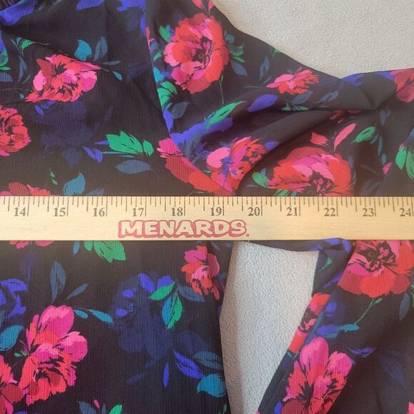 J. CREW Black Floral Blouse Long Sleeves Size Small - Picture 4 of 6